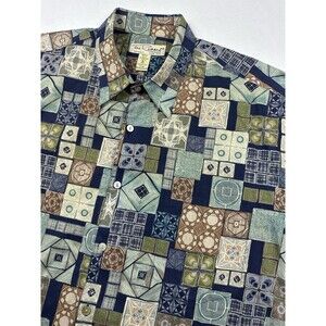 Tori Richard Honolulu Mens Short Sleeve Button Up Shirt Geometric Made USA SZ XL
